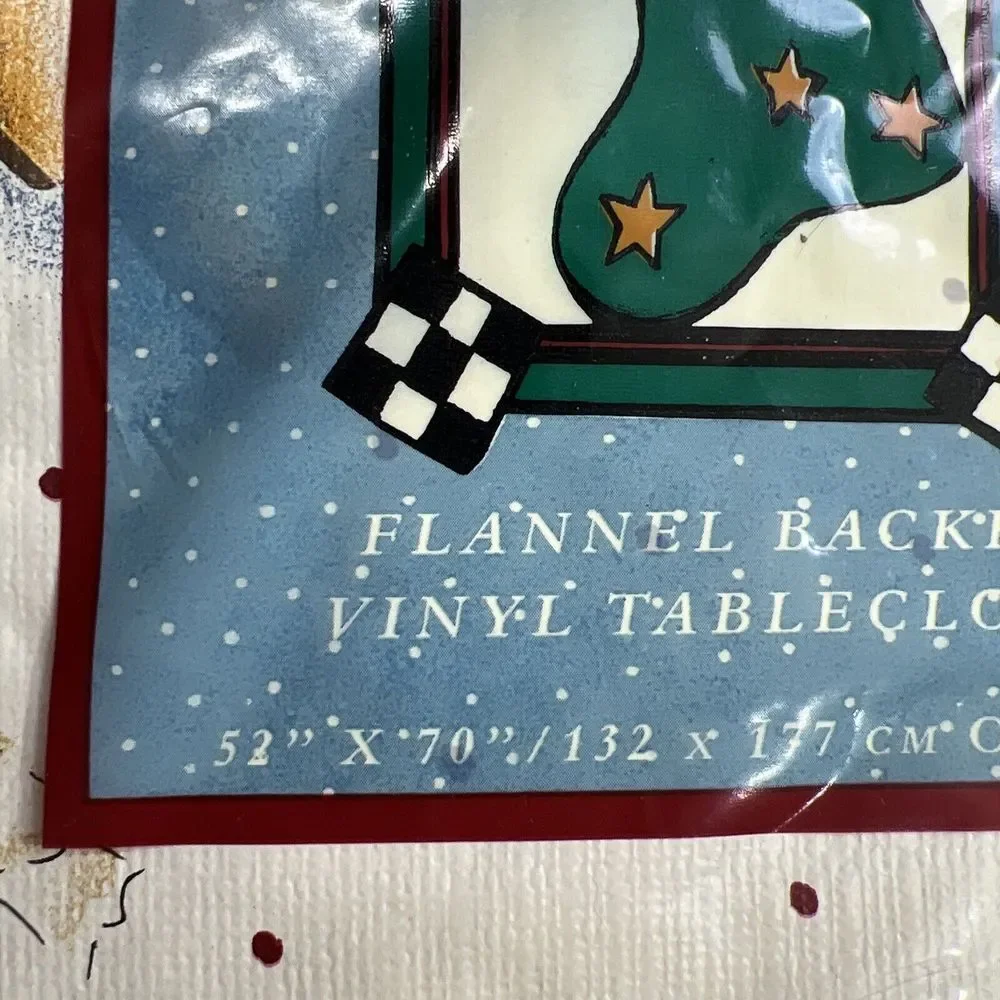 Debbie Mumm Flannel Back Vinyl Tablecloth Joy To The World 52